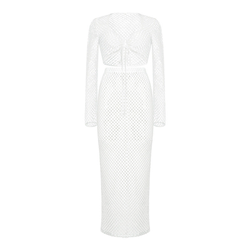 Knitted Maxi Dress with Mesh