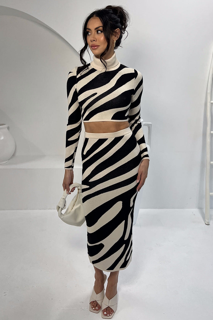 Striped Slim-Fit Sheath Skirt Suit