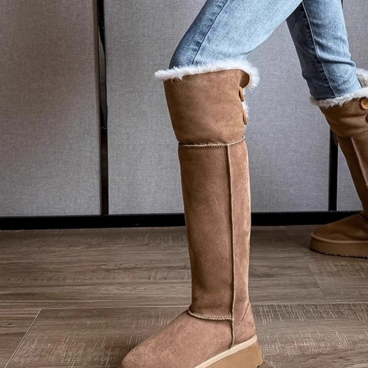 Winter Fleece-Lined Platform Knee Boots