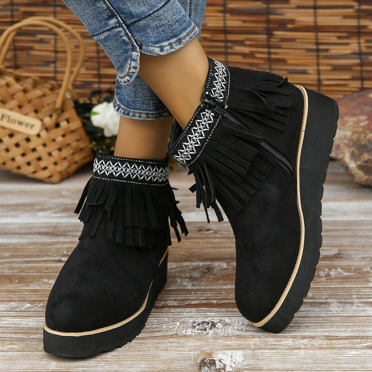 Fashion Thick Wedge Bootie