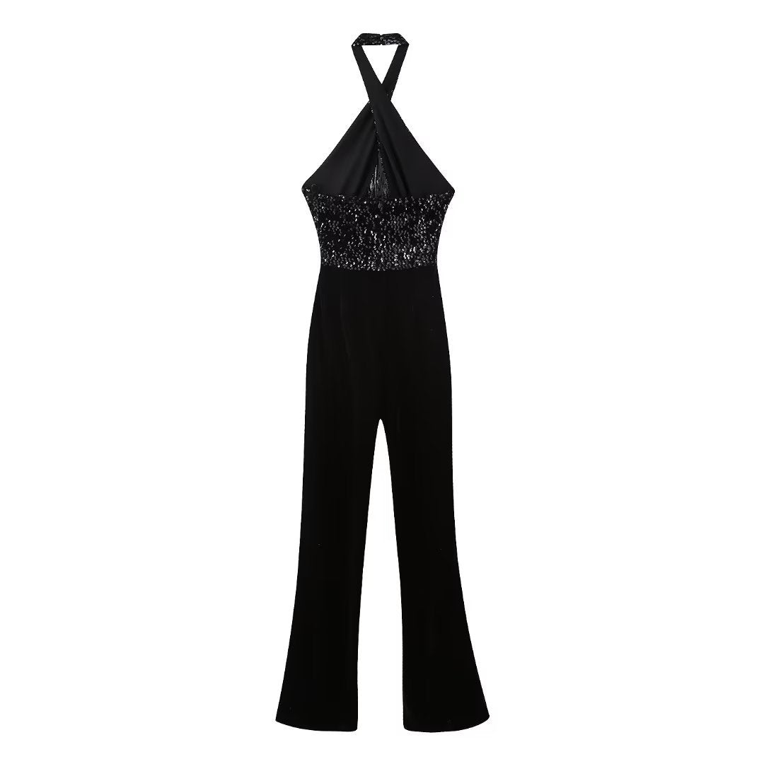 Tassel Beaded Backless Jumpsuit