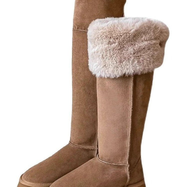 Winter Fleece-Lined Platform Knee Boots