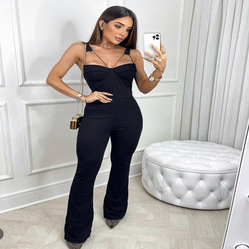 Backless Bandage Street Style Jumpsuit