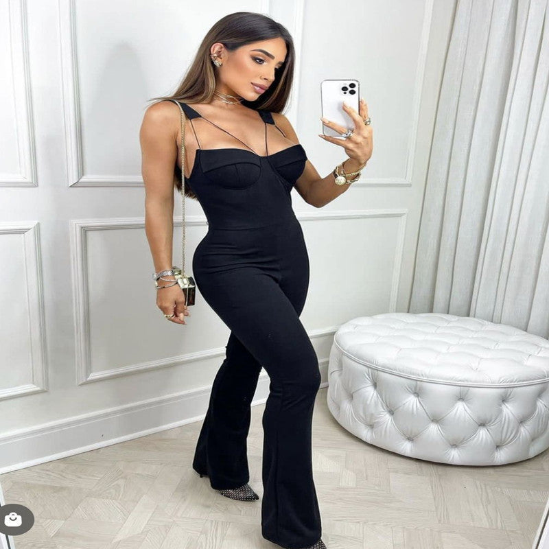 Backless Bandage Street Style Jumpsuit