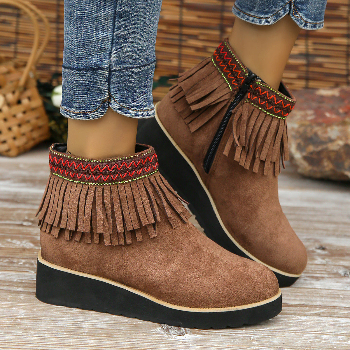 Fashion Thick Wedge Bootie