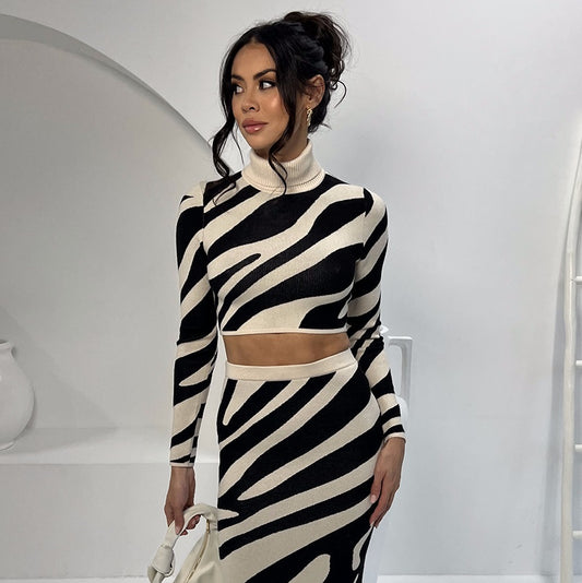 Striped Slim-Fit Sheath Skirt Suit